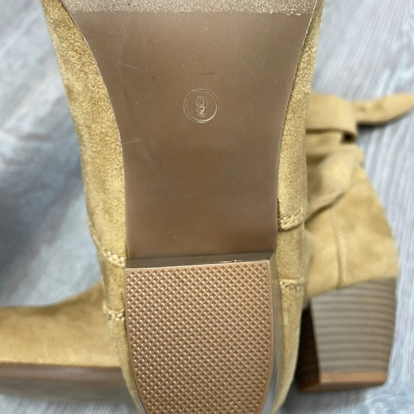 Dolce By Mojo Moxy Faux Suede Slouch Ankle Boots Heeled Camel 9 - Picture 13 of 16